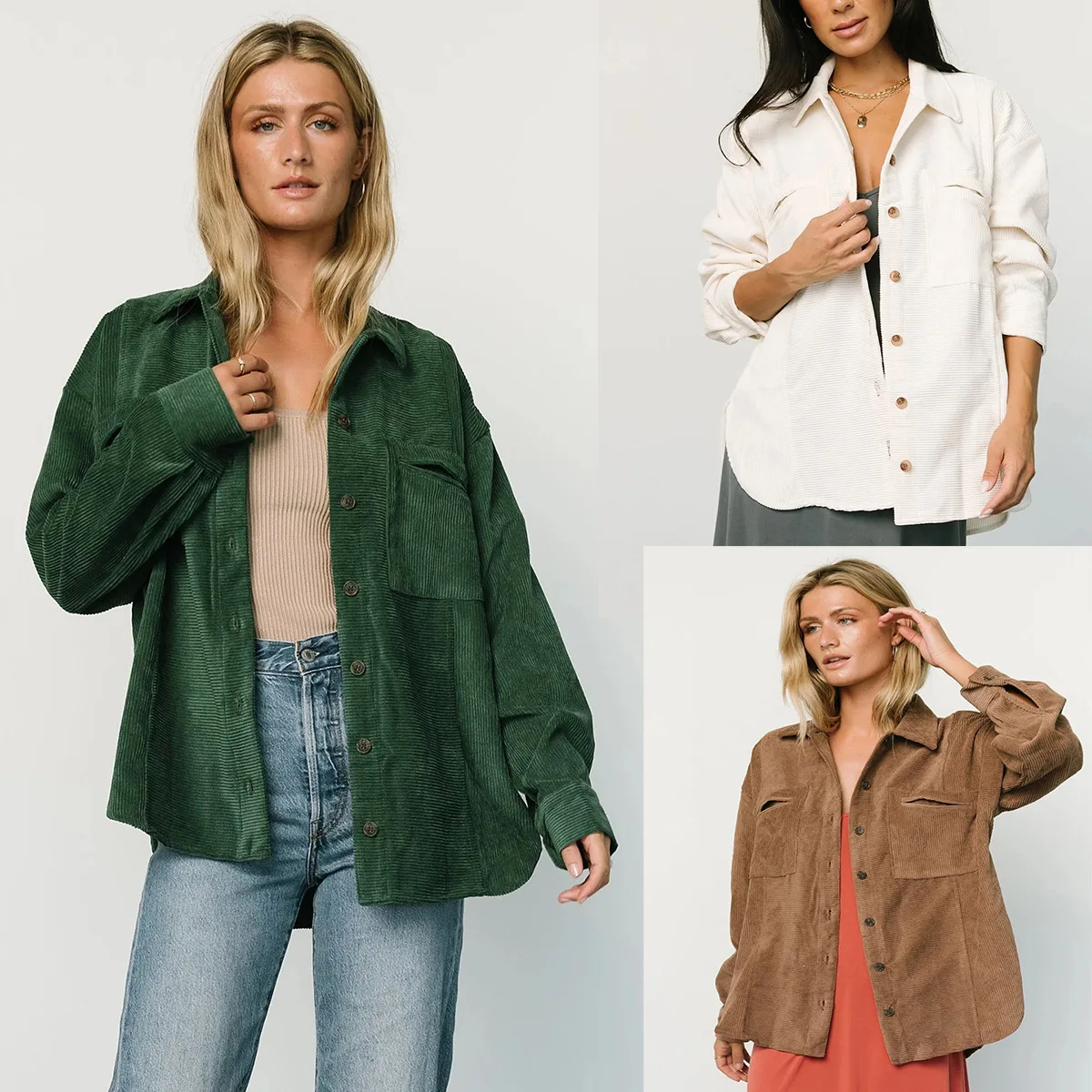 

Новая Вельветовая рубашка с перекрестными краями 2023, Amazon, Европа и Америка, осенняя свободная повседневная куртка с отворотом и длинным рукавом для женщин