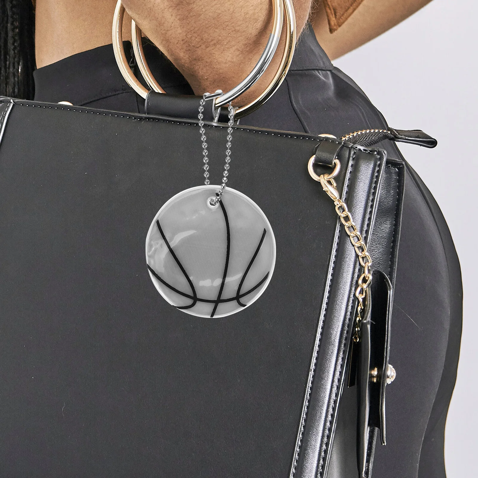 

6pcs Super Bright Reflective Pendant Basketball Keychain Warning Bike Reflector Glow In The Dark For Backpack Clothes Keys
