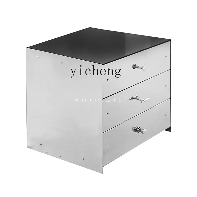 cz-11 Bedside Storage Cabinet Stainless Steel Light Luxury Living Room Decorative Storage Cabinet