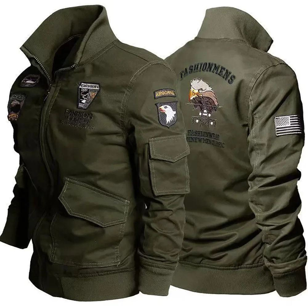 Men's Tactical Motorcycle Riding Jacket Military SWAT Combat Army Pilot Windbreaker Autumn Multi-Pocket Cargo Coat Outdoor Biker