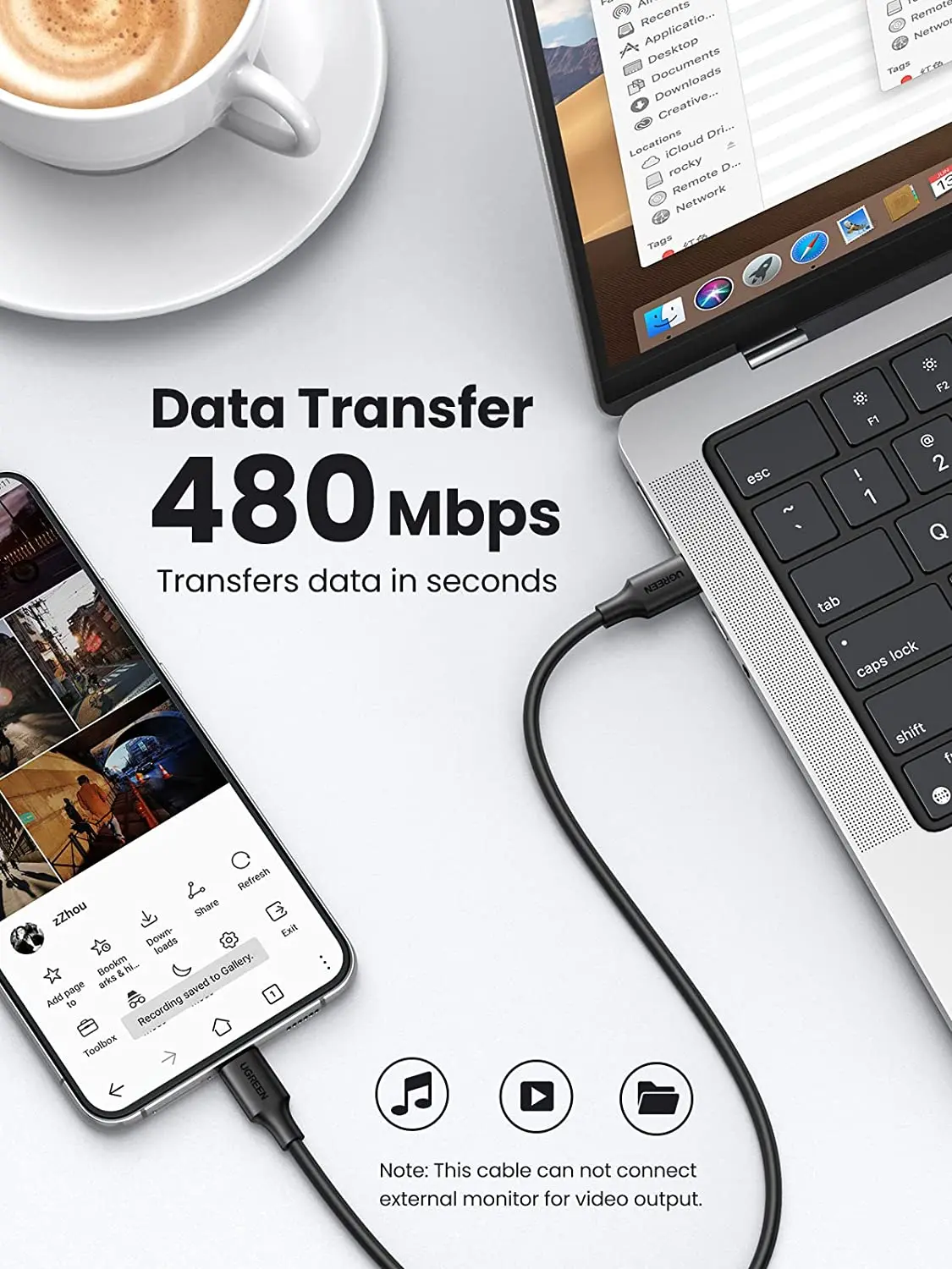 UGREEN USB C - USB C ケーブル 60W PD 3.0急速充電対応 Type C ケーブル ブラック 0.5m 1m 1.5m 2m 3m 高品質スマートフォンケーブル