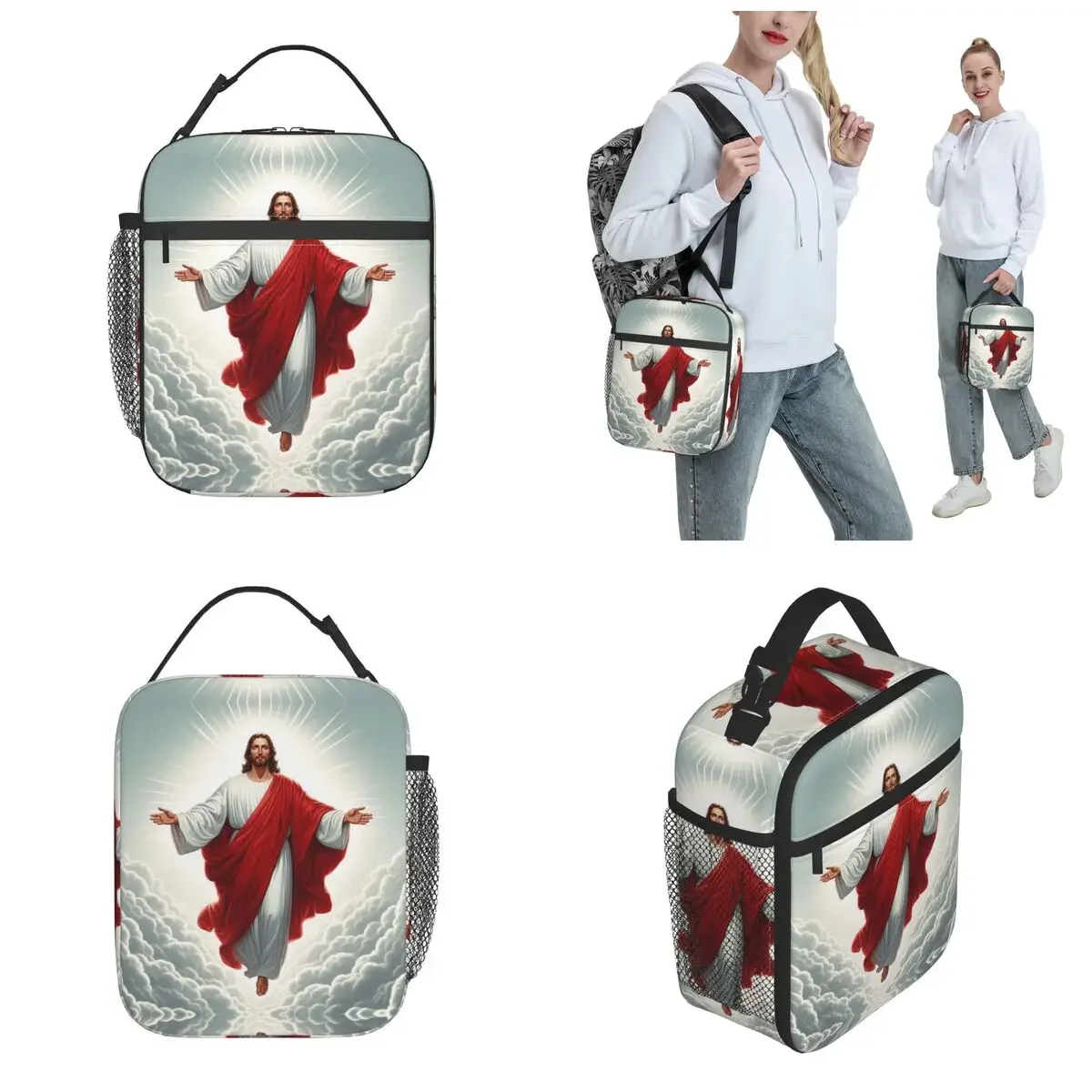 jesus Christ Saint Merch Insulated Lunch Bag For Outdoor Catholic Religious Storage Food Boxes Leakproof Thermal Lunch Boxes