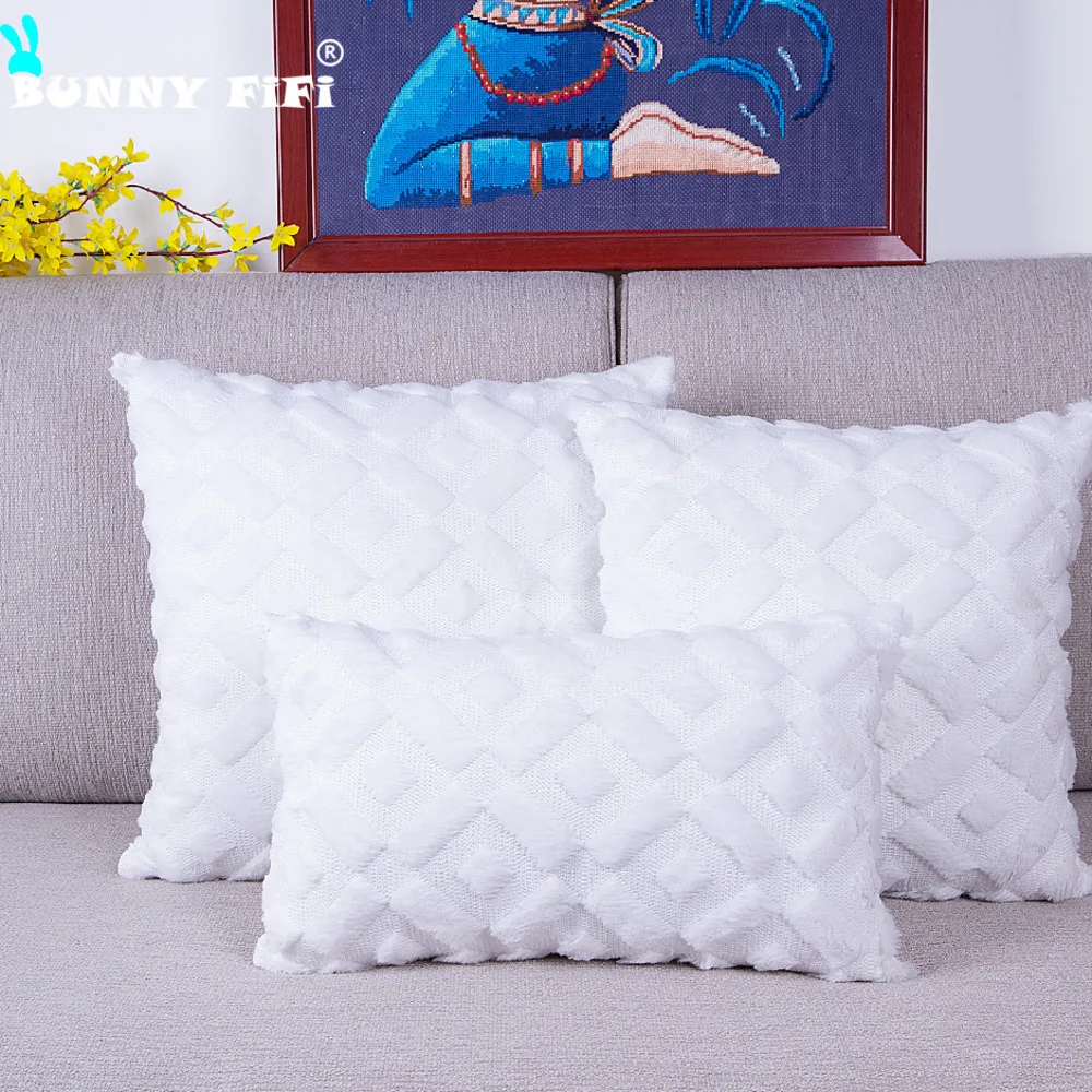 Minimalist Style Plush Embroidered Cushion Cases Warm Velvet Pillow Cover 45x45cm Decorative Pillow for Sofa Bedroom Living Room