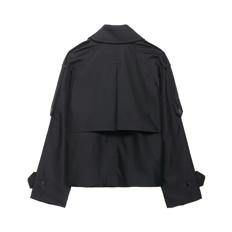 Damska kurtka dwurzędowa NERHEFZ, jesienna, z długim rękawem, krótka, wodoodporna, trencz, damska krótka bluzka.