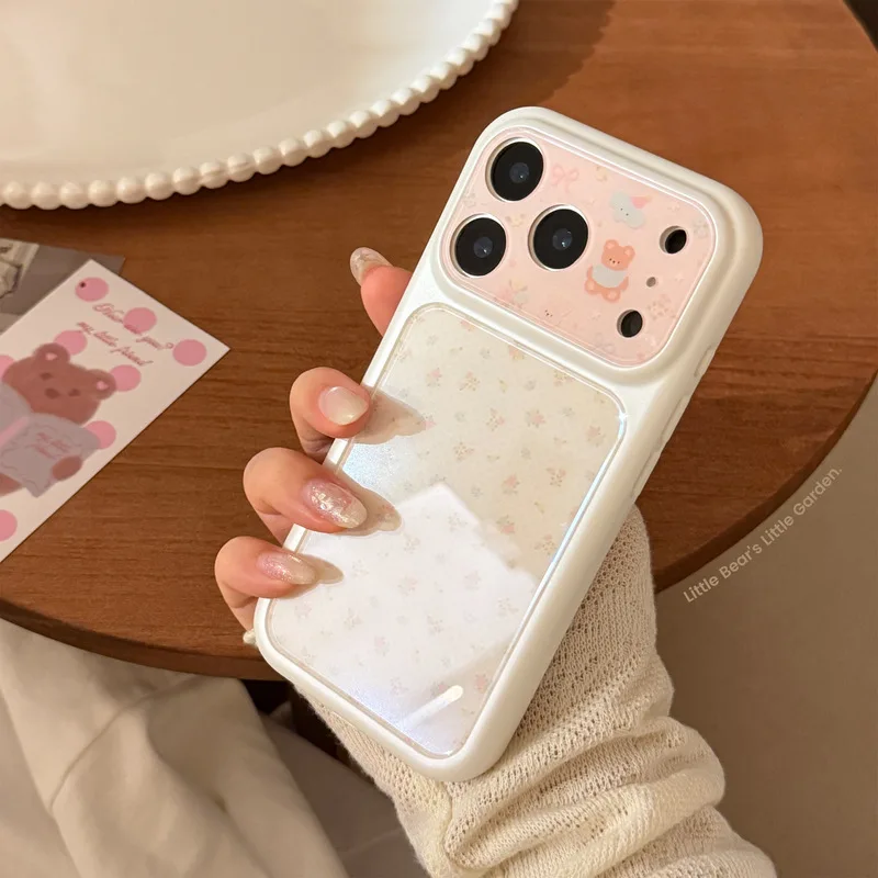 Cute Tiny Floral Bear Print Soft TPU Protective Cover Shockproof Anti-drop Anti-fingerprint Phone Case Compatible with iPhone 17