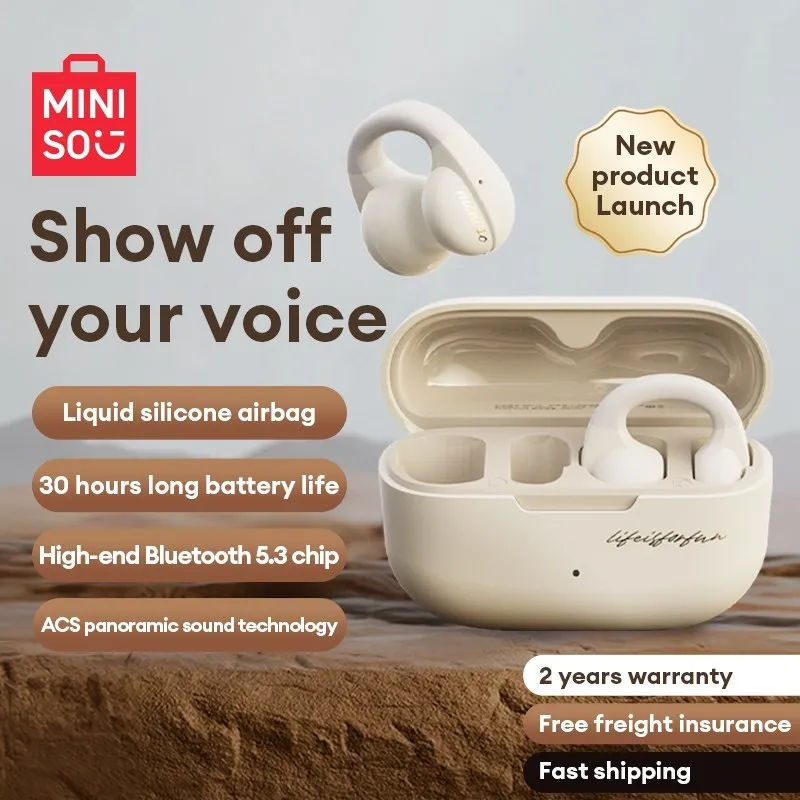 MINISO-MCT12 Auscultadores impermeáveis sem fio, redução de ruído Earbuds com microfone, Touch Control, True, Long Endurance, escolha