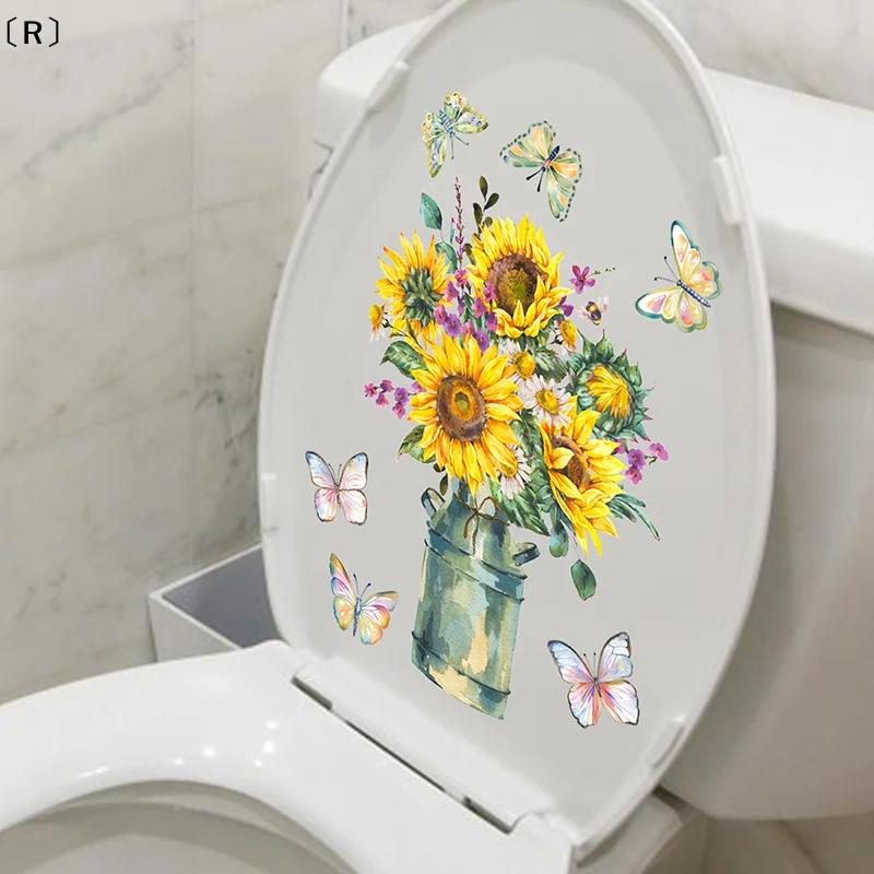 〔R〕Sunflower Vase Wall Sticker Self Adhesive For Toilet Bathroom Living Room Cabinet Home Decor Beautiful Flower Decal〔Winter2〕 view 5
