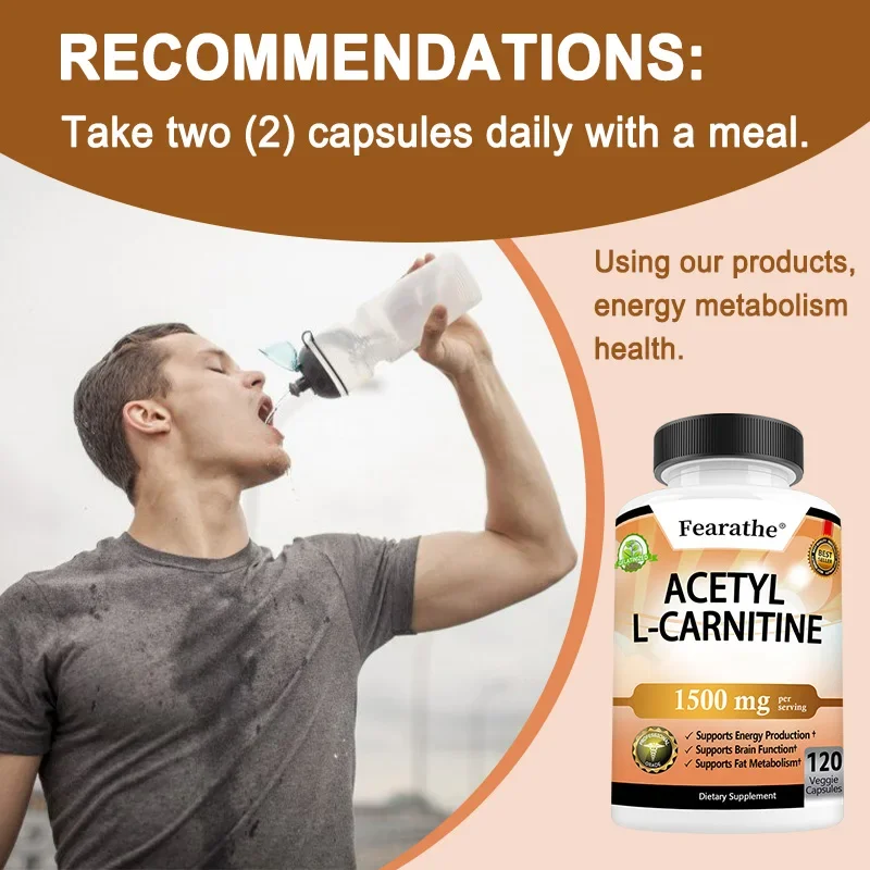 Acetyl L-Carnitine Capsules - Supports Memory, Concentration, Fat Metabolism, Energy, Metabolism, Brain Health for Men and Women