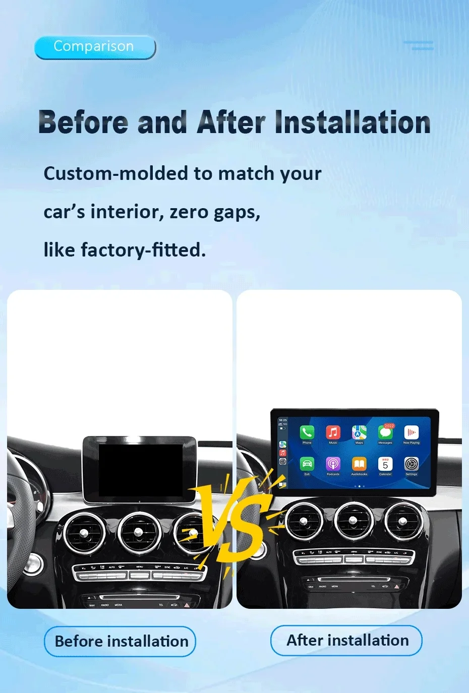 13.3inch For Mercedes Benz C Class W205 GLC X253 2015-2019 Android 14 Carplay Auto Player Autoradio GPS Stereo Touch Screen BT