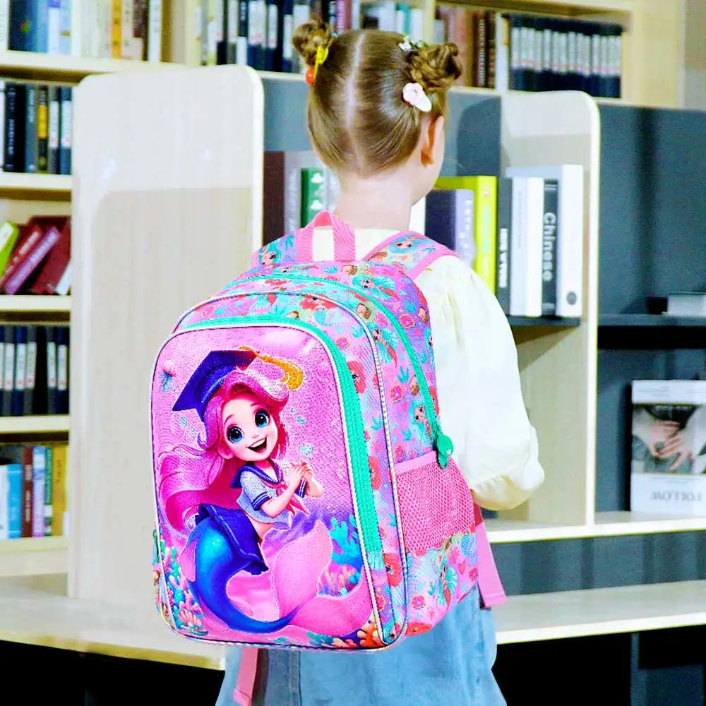 Mochilas de 3 piezas para niñas, mochila para niños de primaria de 16 pulgadas, mochilas escolares preescolares y fiambrera