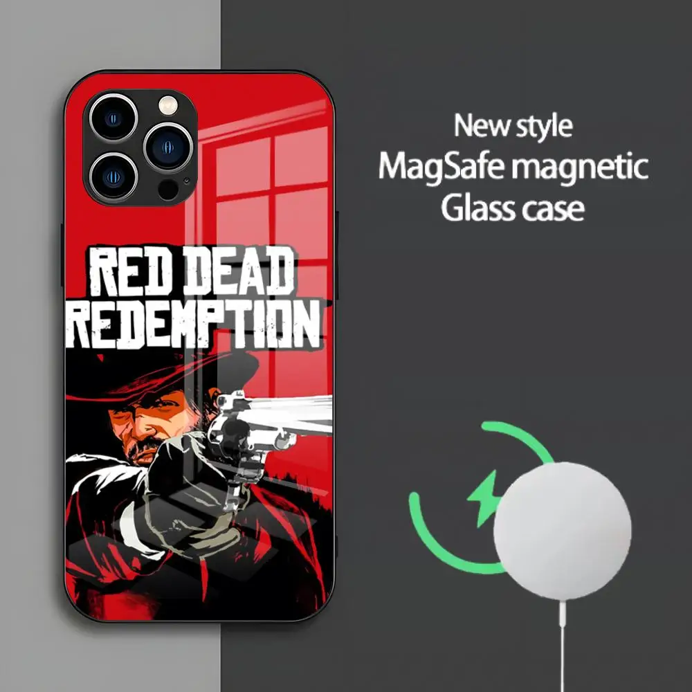 Coque de téléphone Red Dead Redemption 2 pour iPhone 17 Air 16 15 14 Plus 13 12 Mini 11 Pro Max, étui magnétique en verre
