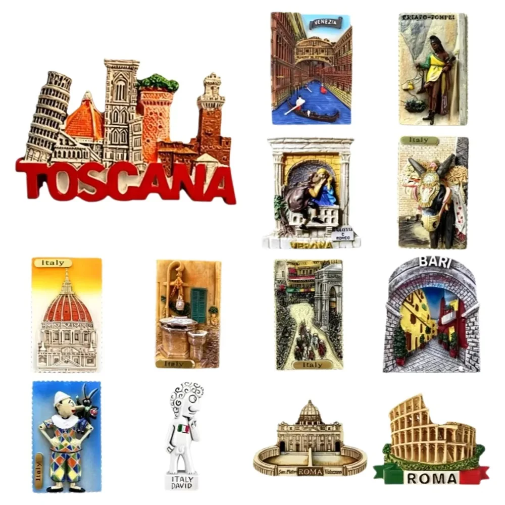 Juego de Imanes para Refrigerador de Resina 3D de Italia, Toscana, Venecia, Roma, Verona, Recuerdo Turístico, Decoración para el Hogar y la Cocina, Regalo