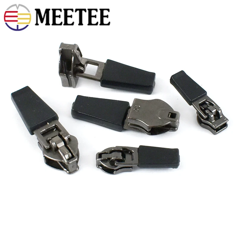 10Pcs Meetee 3# 5# Zipper Puller Slider for Waterproof Invisible Nylon Zippers Reverse Decorative Zip Head Sewing Accessories