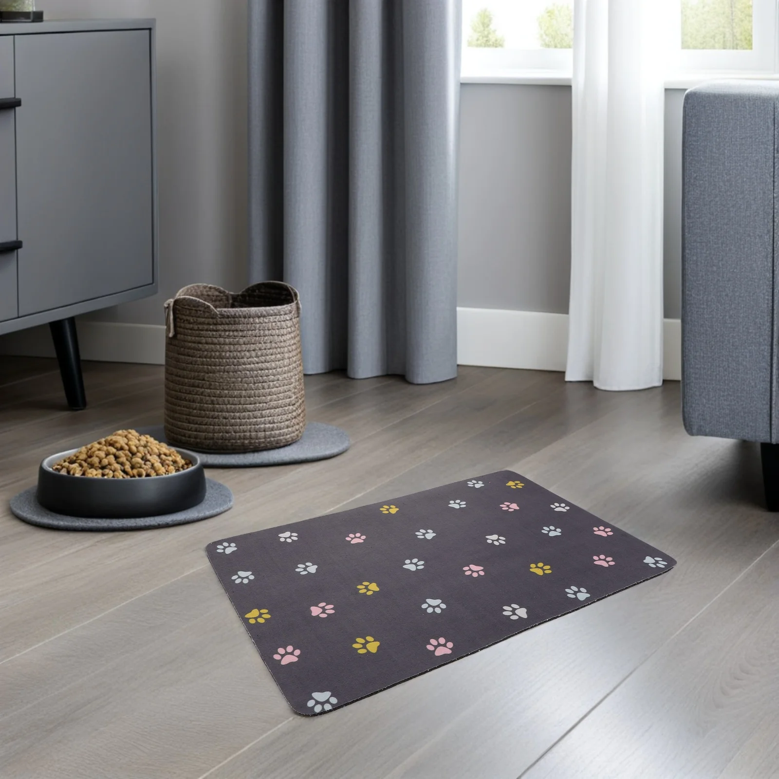 

5pcs Pet Feeding For Cats Dogs Waterproof Quick Dry Non-Slip Food Mat Easy Clean Floor Mat For Kitchen Home Travel - Reusable