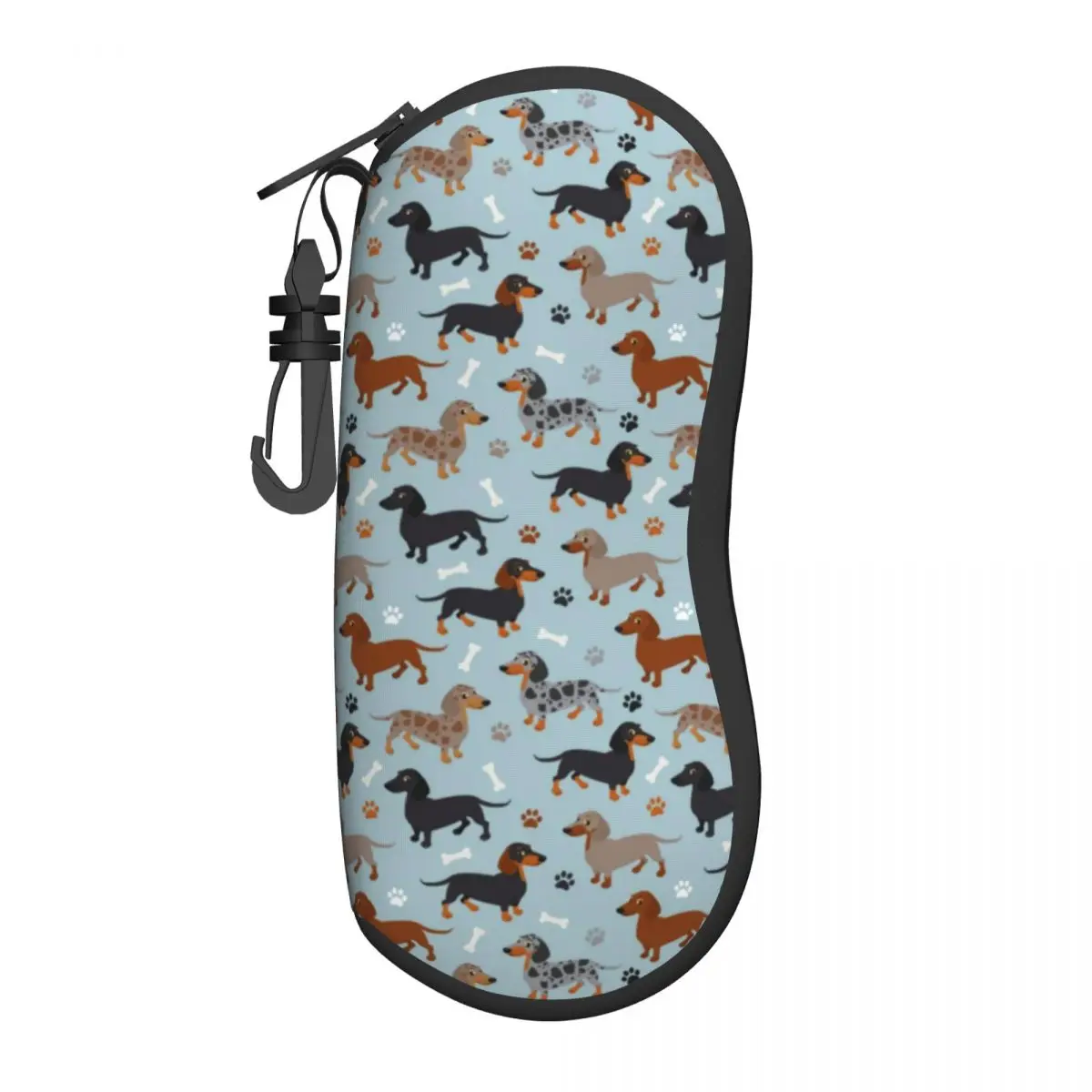 Dog Print Vertical Glasses Case Dachshund Paws and Bones Pocket Original Sunglasses Pouch Cute Men Women Eyewear Organizer