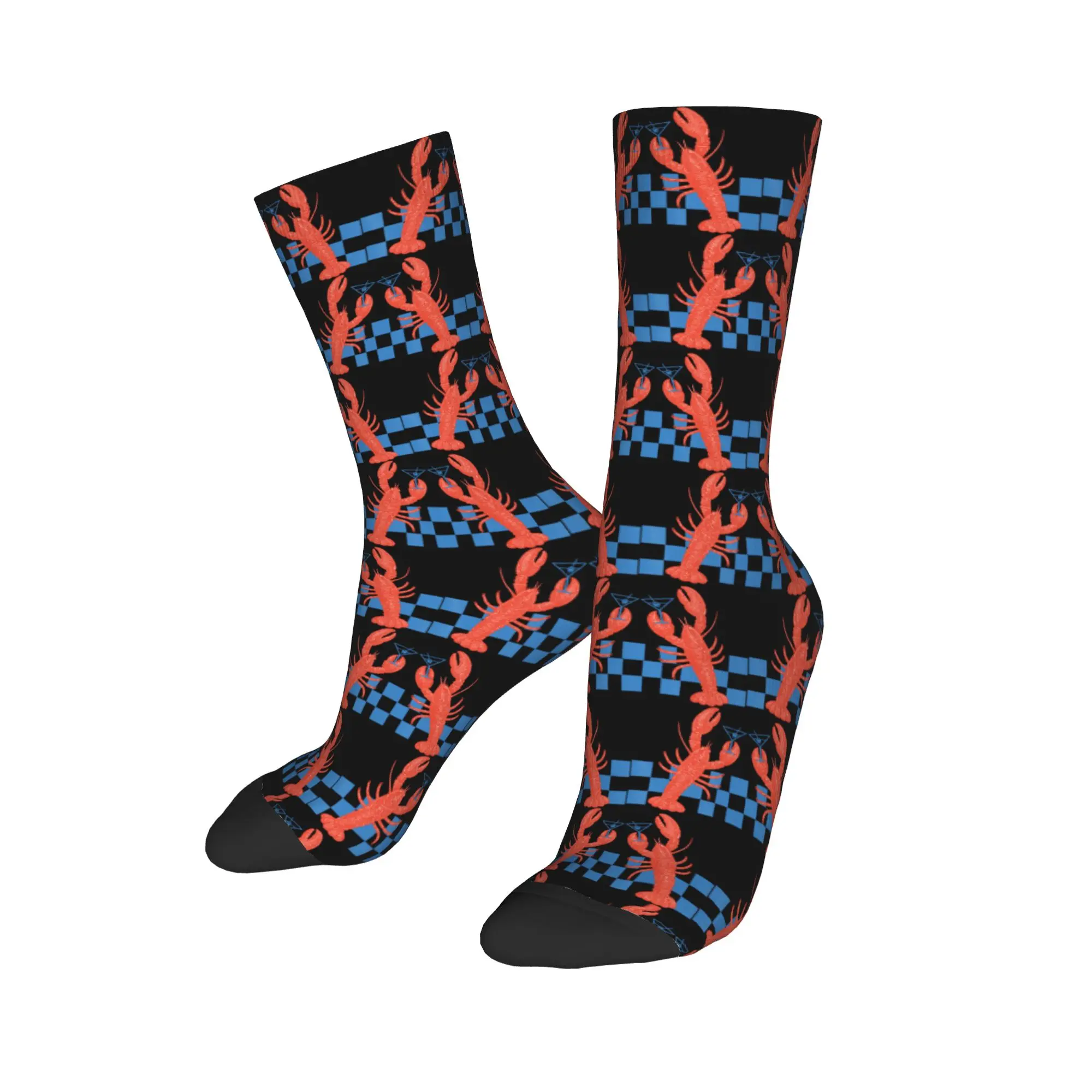 Lobster Martini Case for Summer Seafood Cocktail Socks Men Women Polyester Fashion  Socks  Winter Middle Tube Stockings Gift