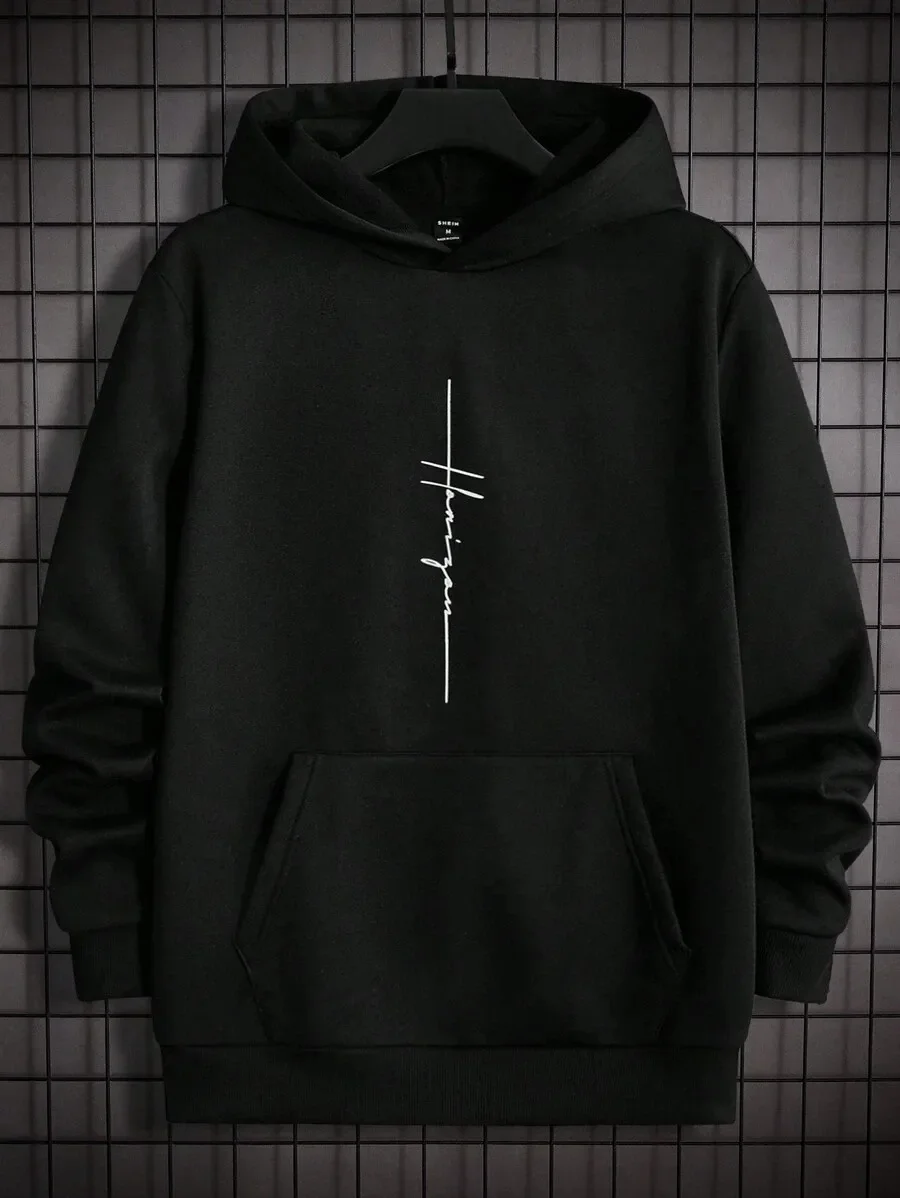 

Fashionable Pure Cotton Hoodie Featuring Sleek White Text Design Perfect for Those Who Love Minimalist Aesthetics