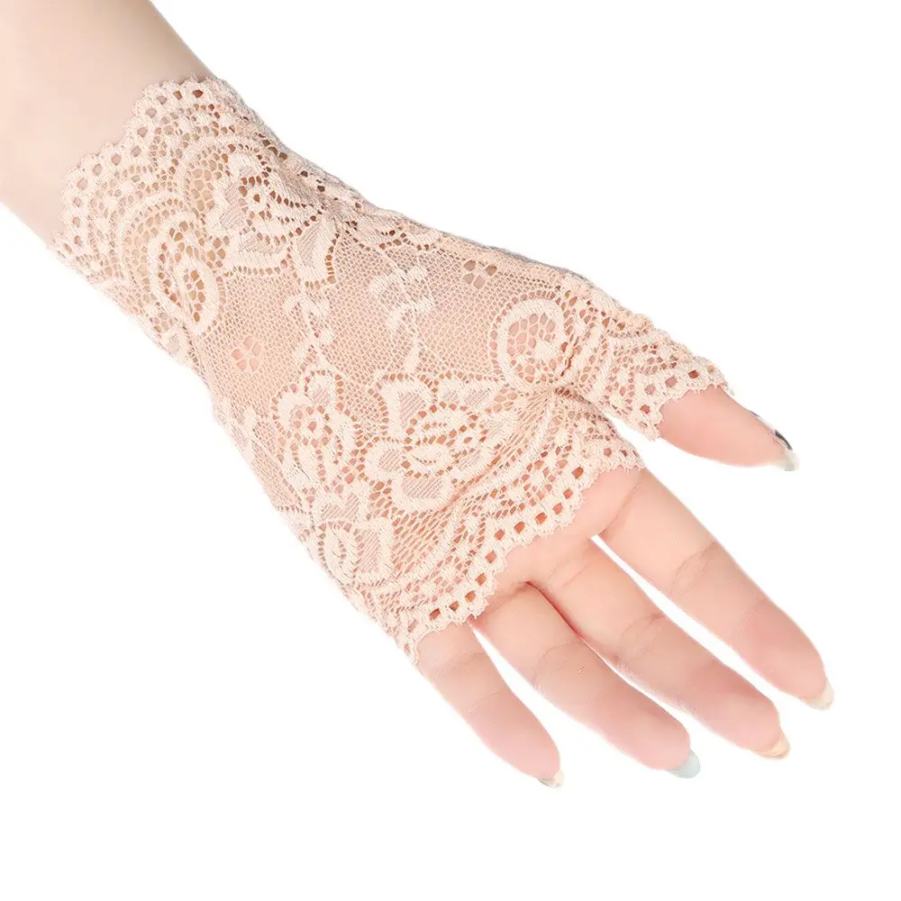 Fashion Dance Sunscreen Lace Gloves Fingerless Mittens Short Gloves Driving Gloves