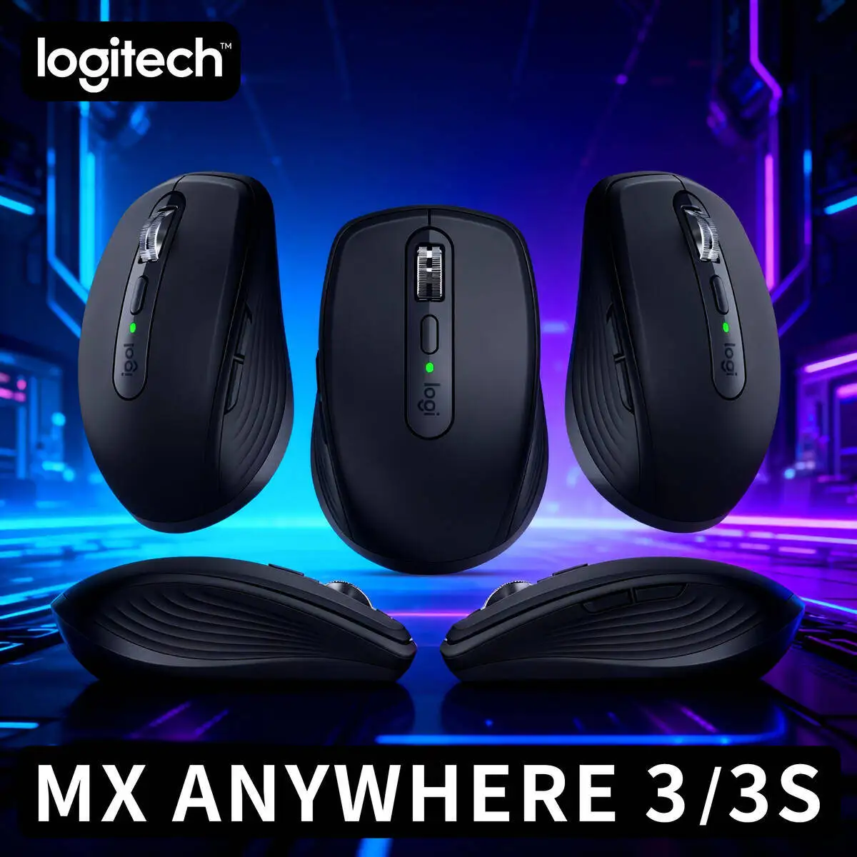 ماوس Logitech MX Anywhere 3S ذو أداء مدمج، تصميم مريح، قابل لإعادة الشحن، سريع التمرير لأجهزة الكمبيوتر المحمول Mac