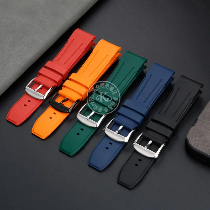 Premium-Grade New Curved End Fluorine Rubber Watch Strap FOR Longines Seiko watch 20mm 22mm New Design FKM Rubber Watch Band