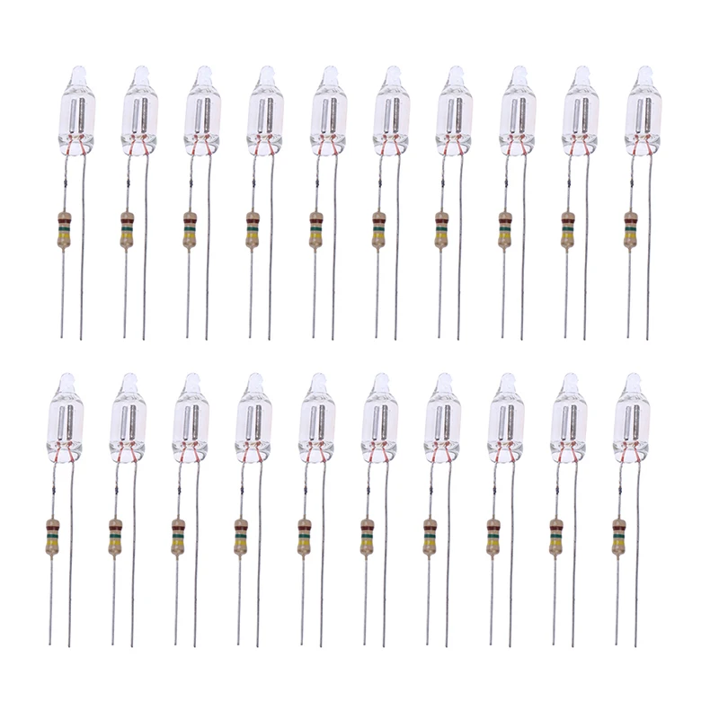 20pcs Neon Indicator Lamps With Resistance Connected To  220V 6*16 Mm Indicator