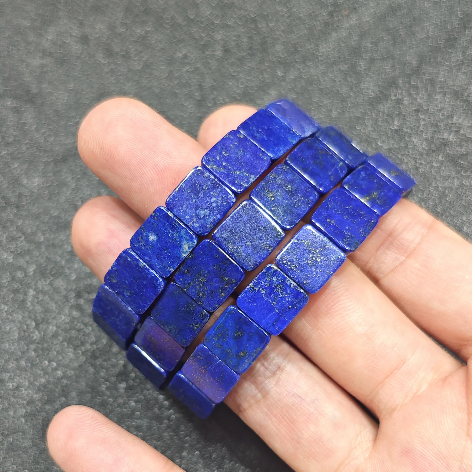 Natural Lapis Lazuli Bar Bracelet Gemstone Square Flat Slab Cuff Royal Blue Pyrite Crystal Jewelry Present Supply 1 Piece