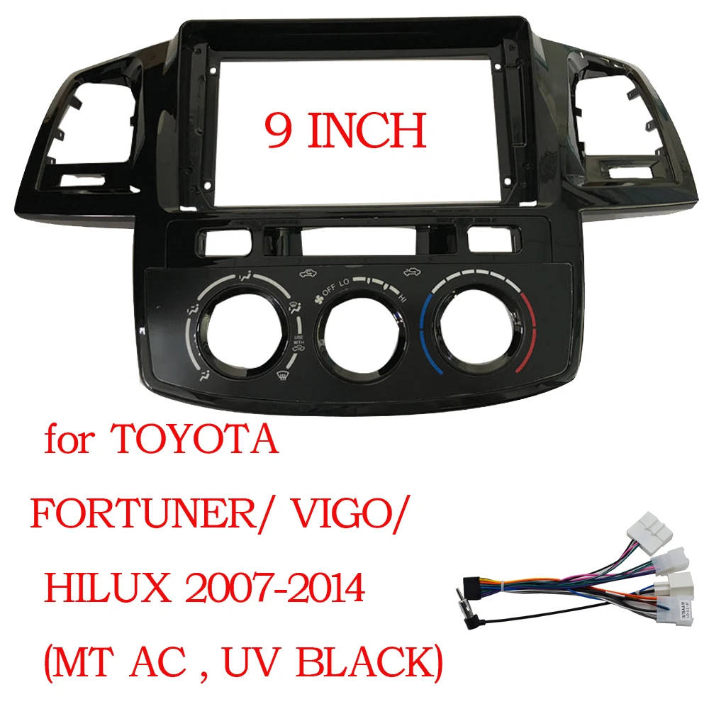 9 Inch Car Fascia For Toyota Fortuner Hilux 2005-2014 Double Din Fascias Panel Dashboard Stereo Car DVD Frame In-dash Kits