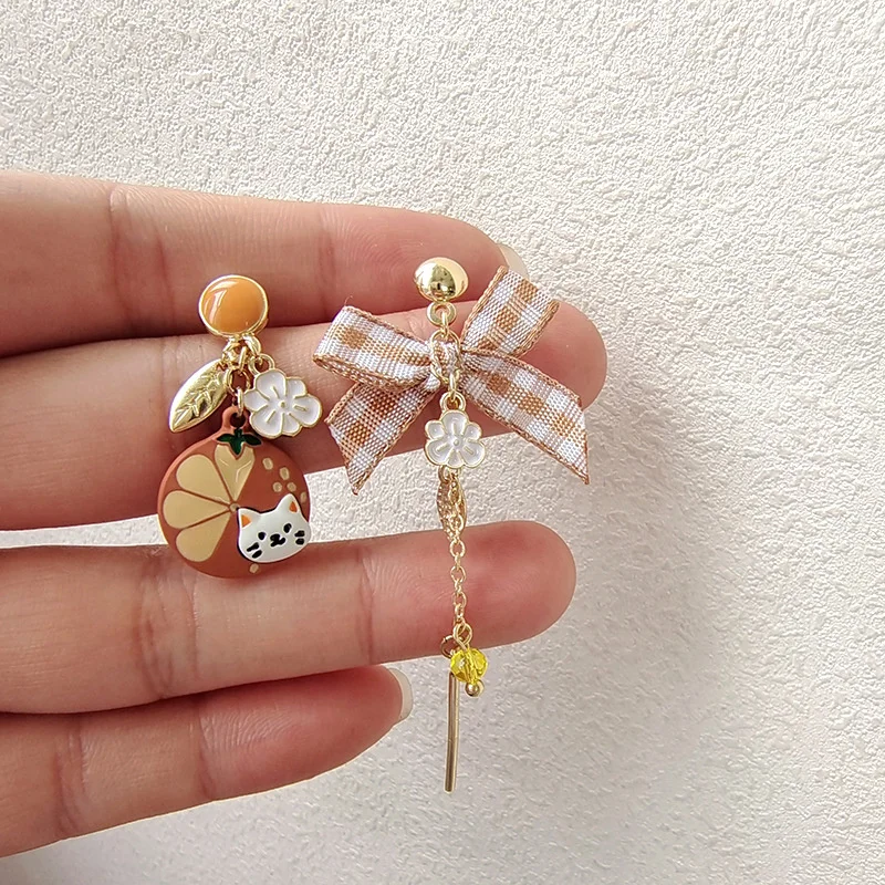 Korean Exquisite Stars Moon Dangle Earrings For Women Cute Kitten Rabbit Flowers Asymmetric Tassel Earring Wedding Jewelry