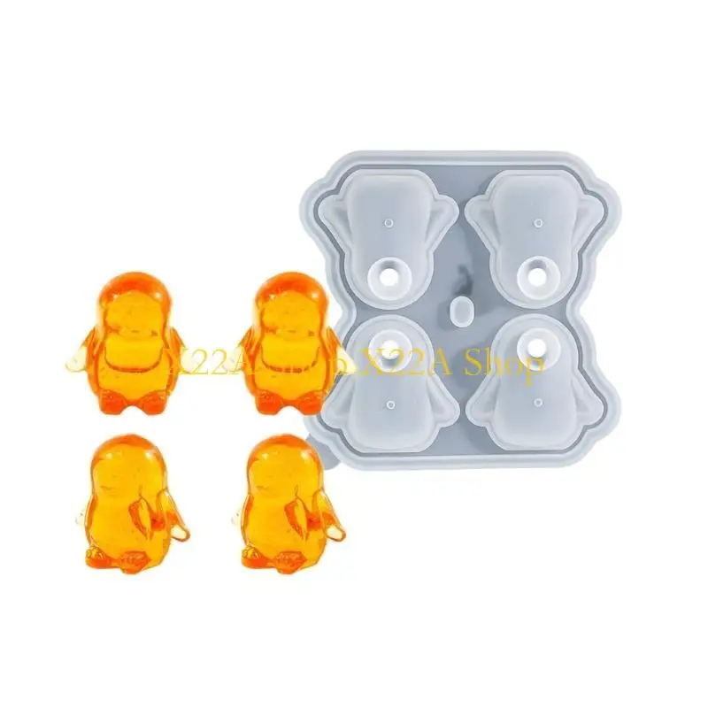 

Уникальные модные милые формы для кубиков льда в виде пингвинов с крышкой, прочный силикон, 4 слота, портативный аксессуар для