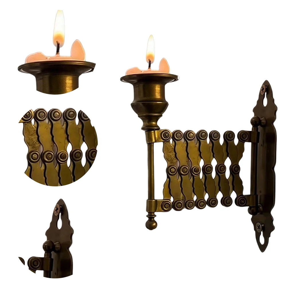 

Extending Taper Candle Holder Multi-Purpose Retro Candlestick Rack Telescopic Metal Candle Decorations for Bedroom Decoration