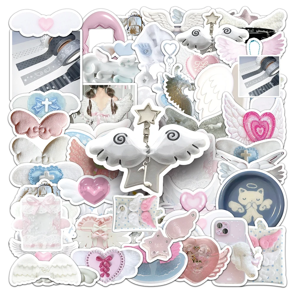 10/30/50pcs Cute INS Style Angel Wing Stickers Aesthetic Graffiti Decals DIY Phone Cases Suitcase Ethereal White Feather Sticker