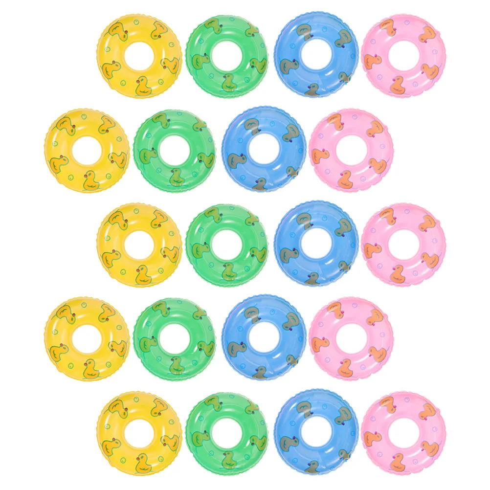 20 Pcs Inflatable Swimming Miniature Model Tiny Cartoon Baby Toy Small Swim Rings Decor PP Material Fun