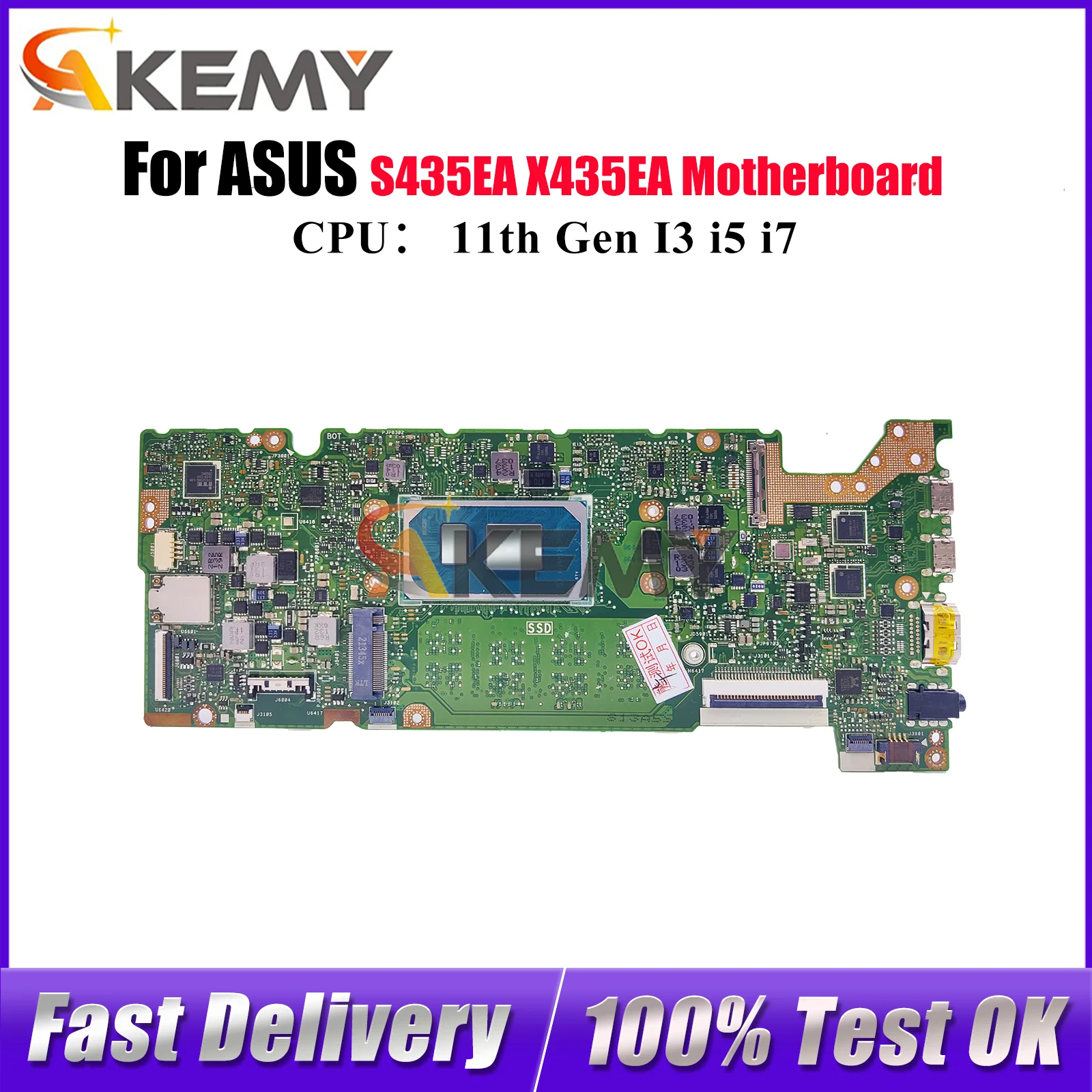 

Материнская плата для ноутбука X435EA для ASUS VivoBook X435EA S435EA X435E, материнская плата для ноутбука с 11-го поколения I3 i5 i7 tests, ОК, быстрая доставка