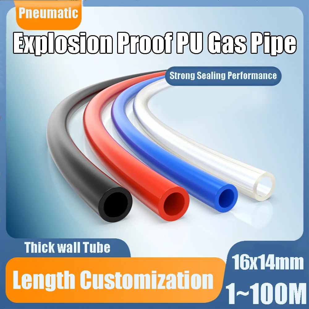 

PU Tracheal Hose, Air Pump, Air Compressor, High-Pressure Explosion-Proof Pipe, Cold Resistant 16x14mm Tracheal Accessory