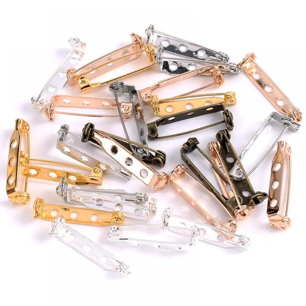 20/25/32mm 30Pcs Brooch Clip Base Pins Blank Safe Lock Brooch Pin Base Badge Holder for Jewelry Making Accessories Findings