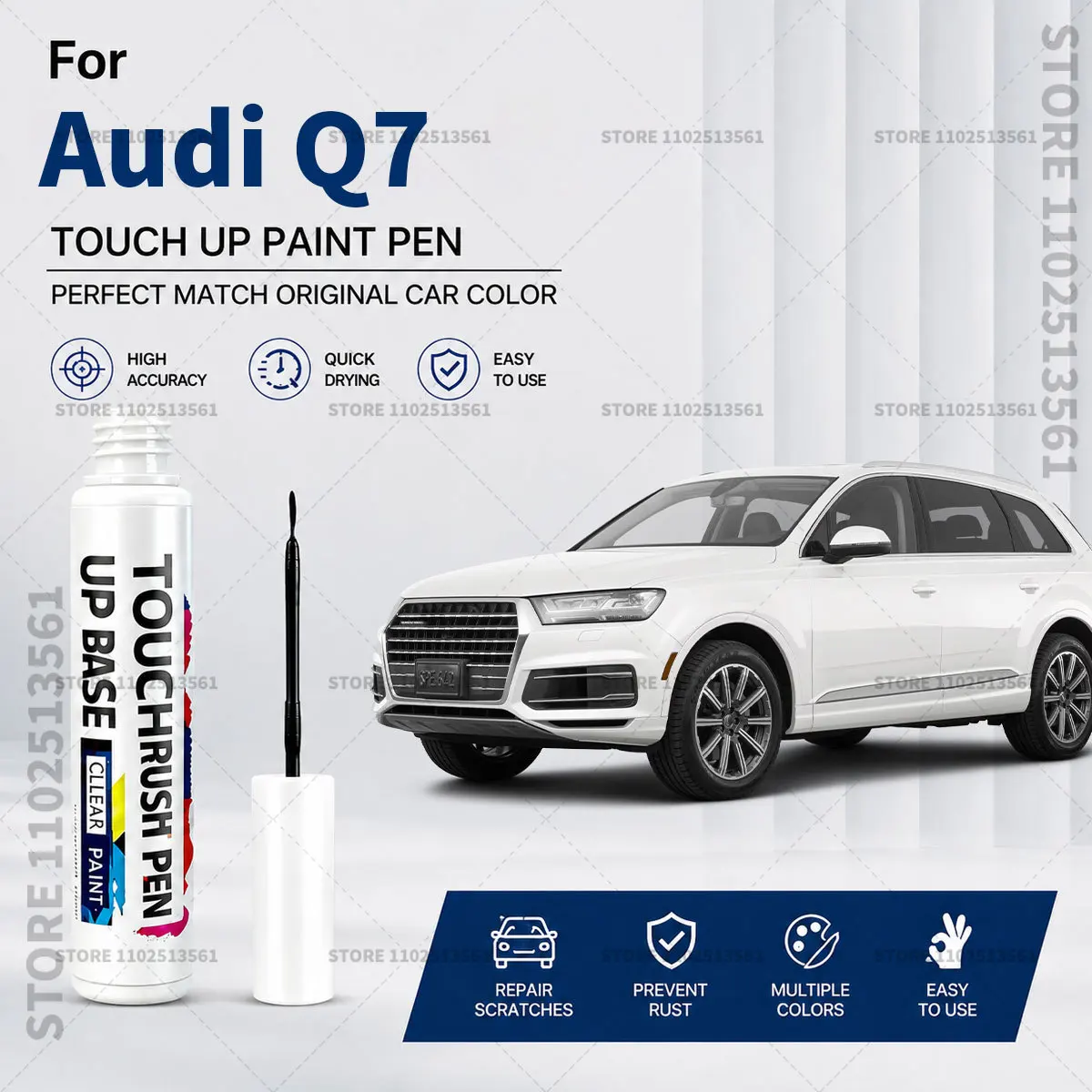 For Audi Q7 White Black Car Paint Touch Up Pen Scratch Repair Remover Auto Body Repair Marker Waterproof Car Paint Repair Tool