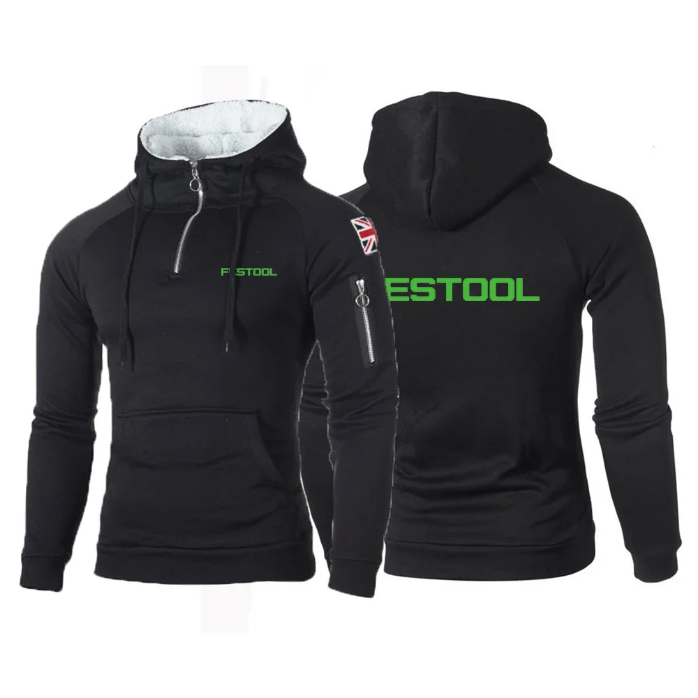 

Festool Tools Printed Autumn Zipper Hoody Sweatshirts Long Sleeve Men Hoodies Sticker Pocket Winter Warmer Running Sportswear