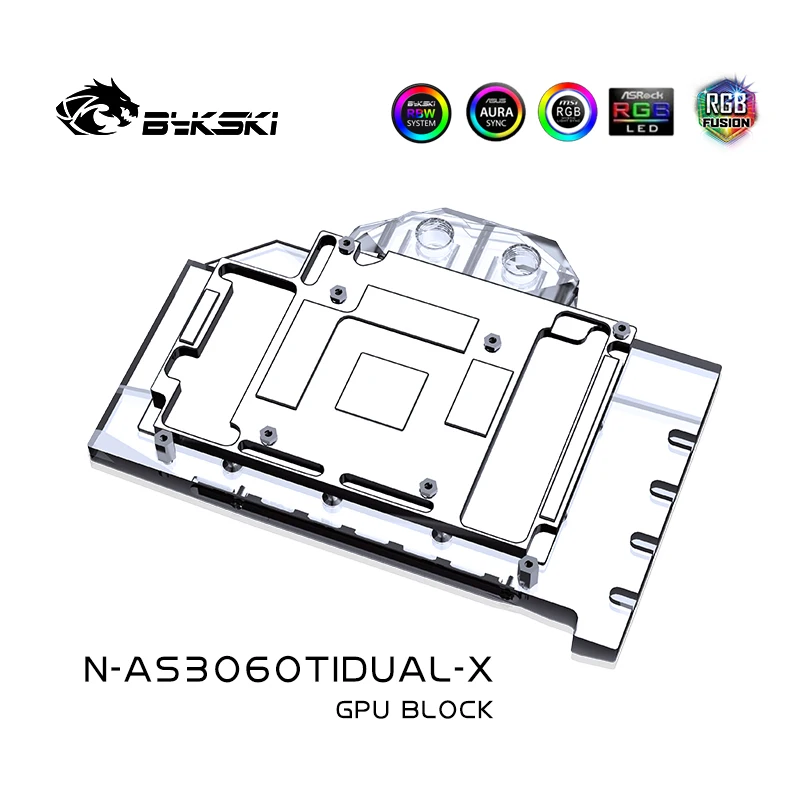 Imagem -02 - Bykski Gpu Bloco para Asus Dual Rtx3060ti O8g Placa Gráfica de Vídeo Água Coolling com Backplane Copper Radiator N-as3060tidual-x