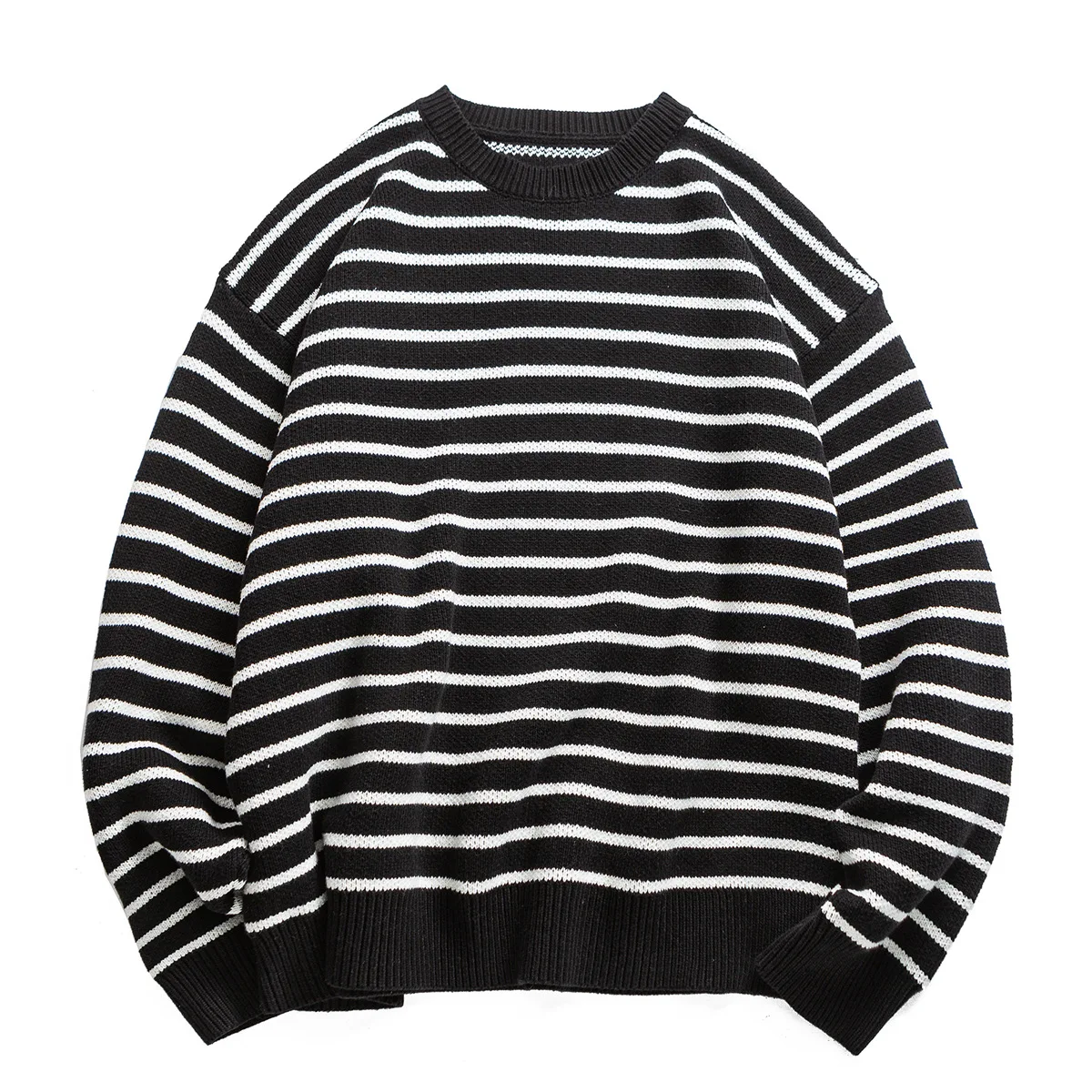 

Осень/зима 2022, американский винтажный полосатый свитер с цветными блоками для мужчин — трикотаж унисекс большого размера