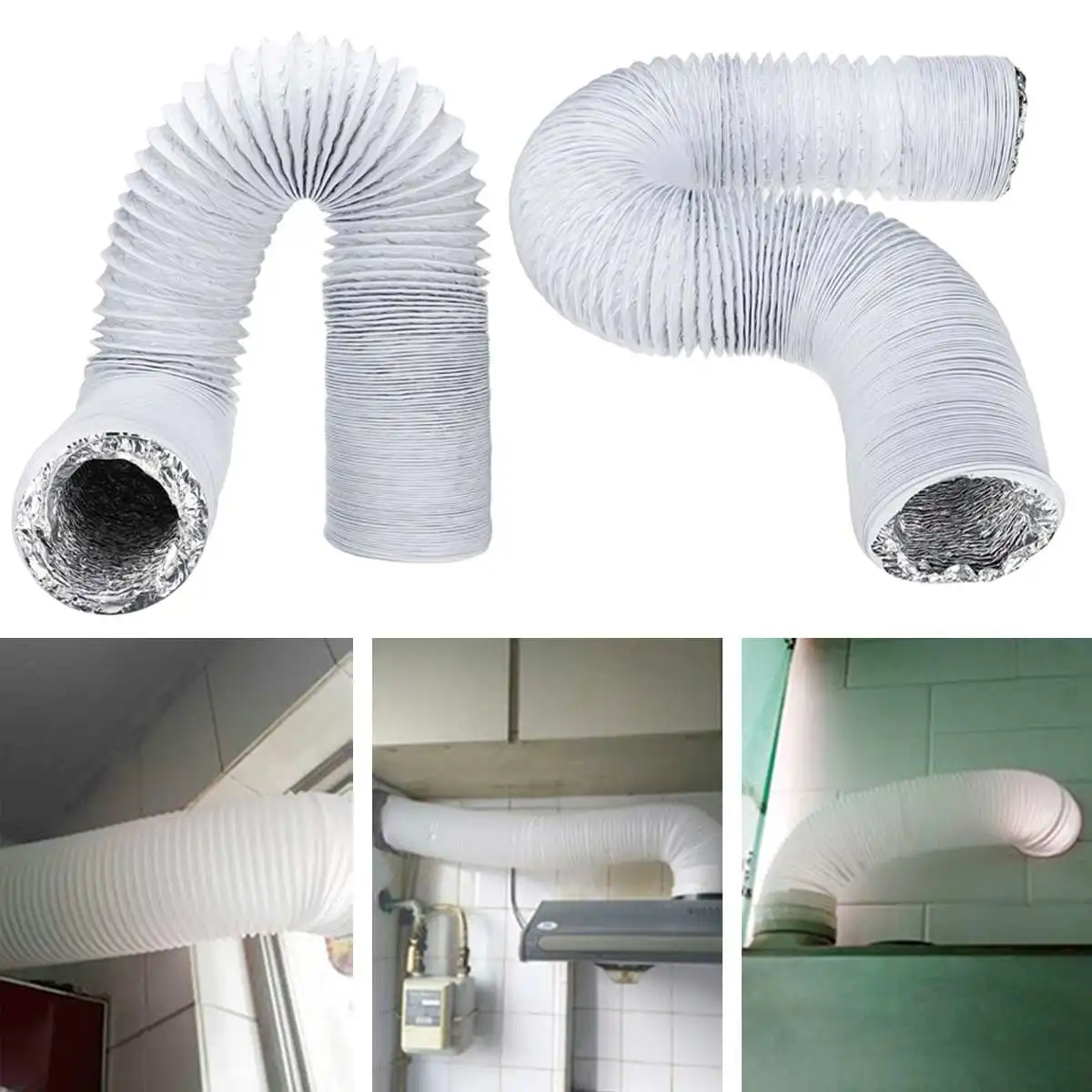 

Flexible Air Conditioner Exhaust Duct, Ventilator Pipe, PVC Aluminum Tube, Air Ventilation Pipe, System Vent, 150mm, 6"