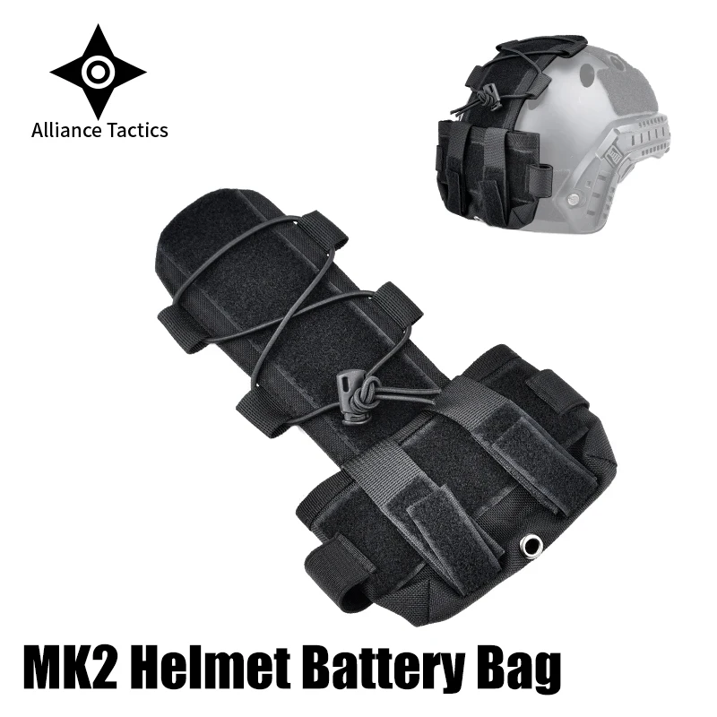 MK2 Helmet Battery Pouch Tactical Hunting mk2 Helmets Batteries Bag Wadsn Nylon Fiber Bags With Elastic Cord Fit Outdoor Games