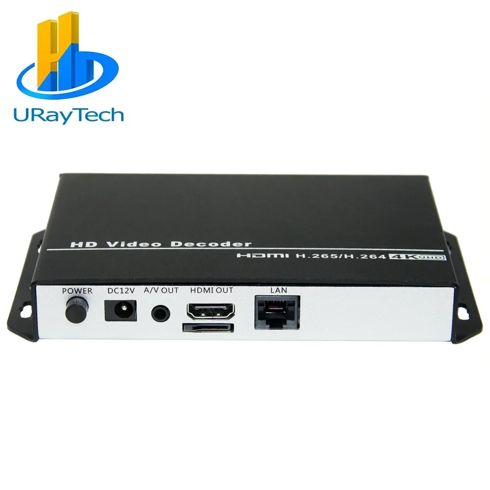 4K H.265 & H.264 HEVC Video Decoder AV HDMI Audio Output for Advertisement Display Media IP Camera Live Sports Video Streaming