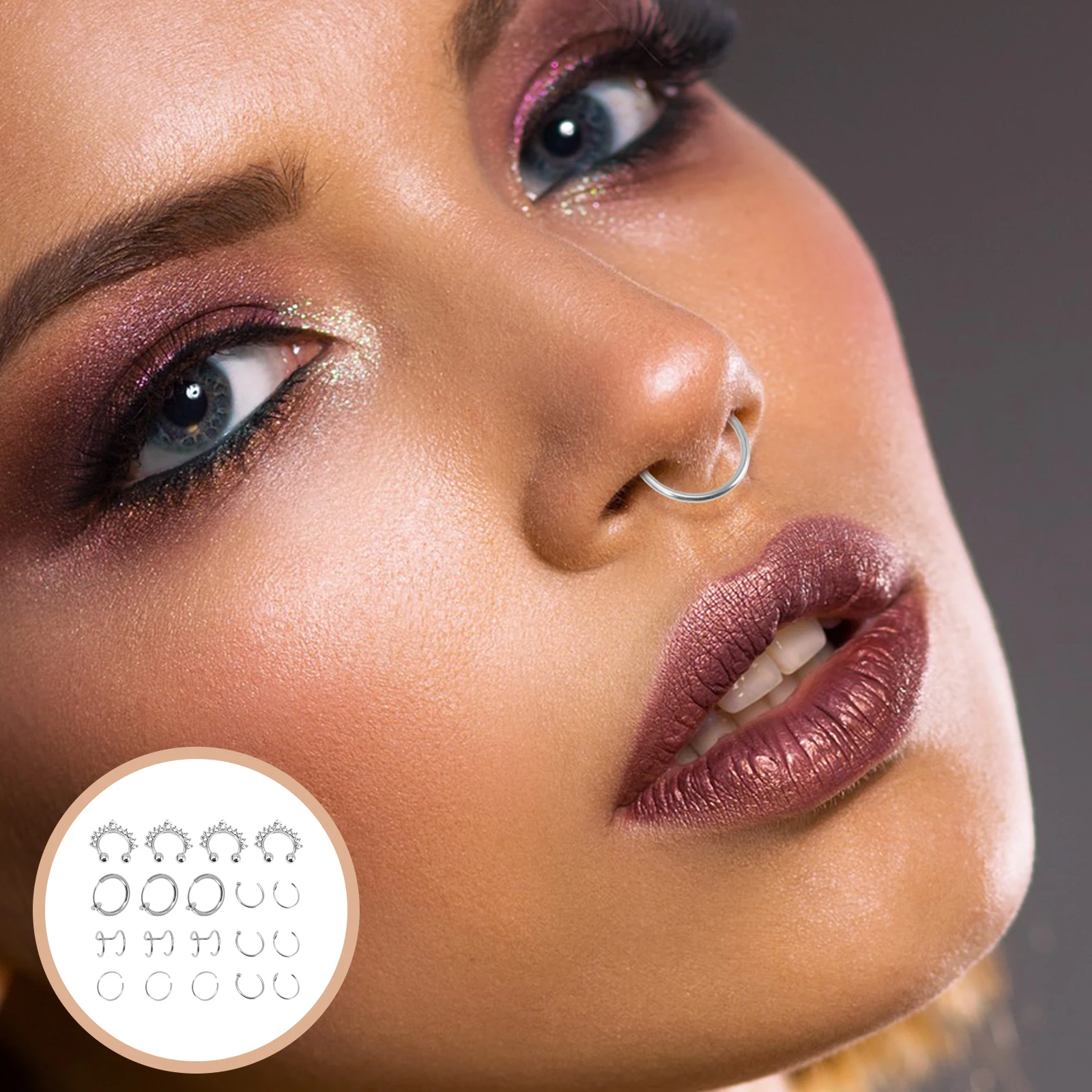 

19 Pcs Ear Clip Nose Ring Set Rings Women Suits for Stainless Steel Cuff Piercing Miss Jewelry Kit