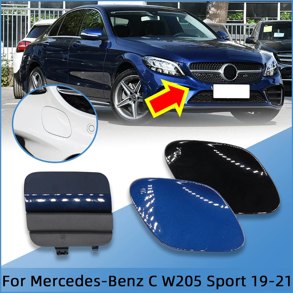 

For Mercedes-Benz C W205 Sport Model 2019-2021 Front Rear Bumper Tow Hook Cover Towing Eye Cap #2058856402 2058853303
