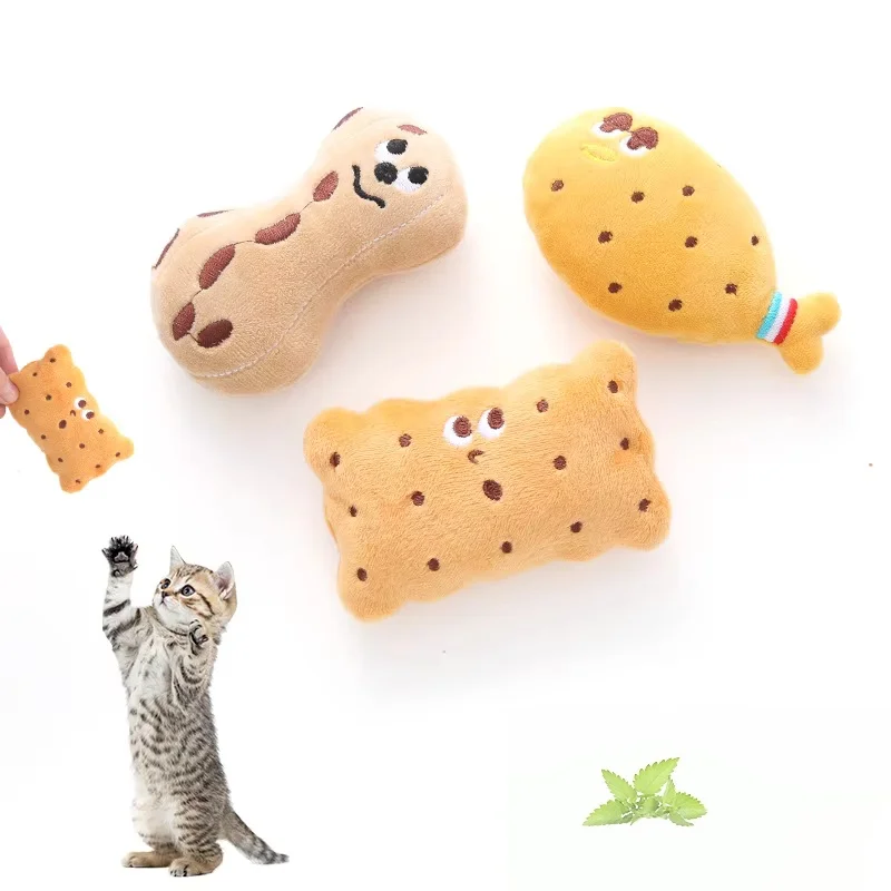 Pet Supplies Plush Toy Contains Catnip, Chicken Leg Biscuits, and Peanut-Shaped Self-Entertaining Cat Toy