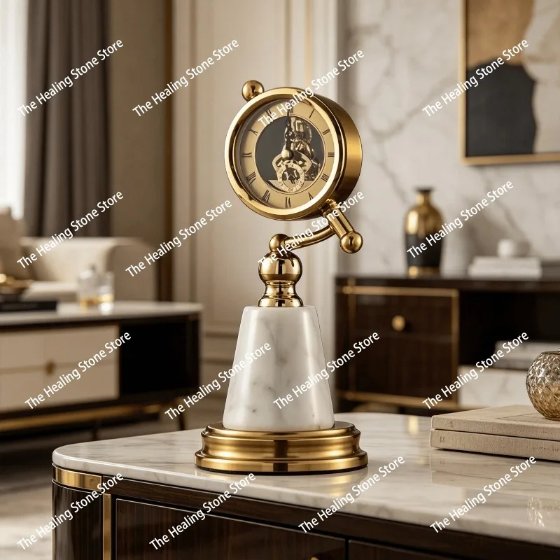 Nordic light luxury perspective movement desk clock decoration hotel study office living room model room ornament