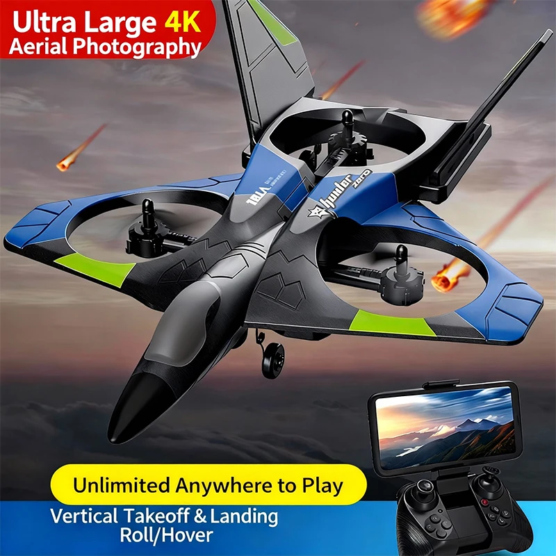 Giant RC Airplane with Camera - Large Remote Control Fighter Jet, FPV Foam Glider Drone for Kids & Beginners, Aerial Photogr