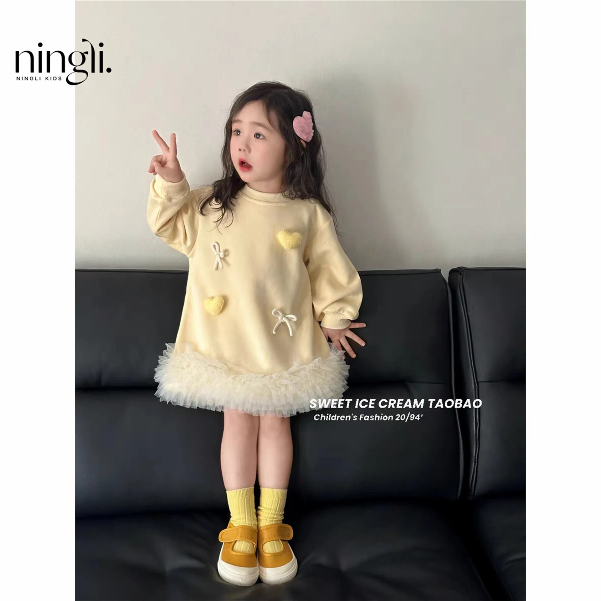 

Girls Sweater Skirt Spring and Autumn 2025 New Baby Girl Tutu Skirt Sweet Medium Long Princess Skirt