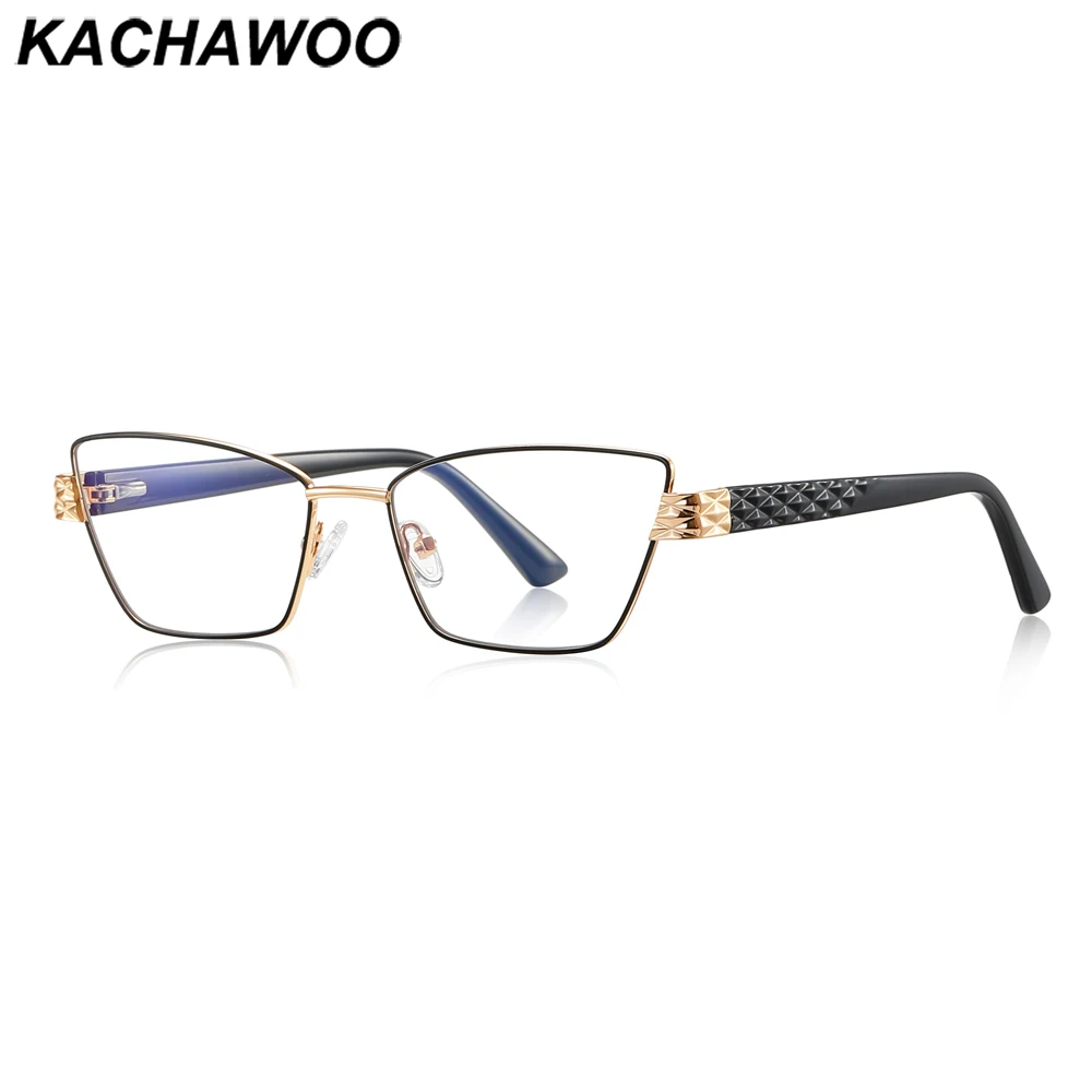 

Kachawoo anti blue light glasses square small frame men metal cat eye glasses frame for women fashion accessories black gold