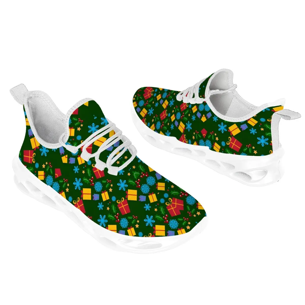 Zapatillas planas personalizadas Navidad Casual ligero entrenamiento de gimnasia caminar antideslizante cómodo deportes zapatillas para correr para hombres